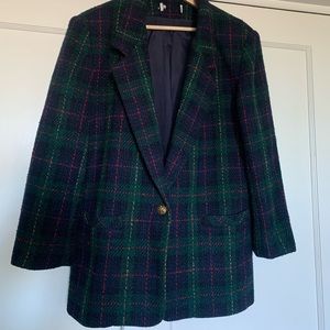 vintage plaid jacket with shoulder pads